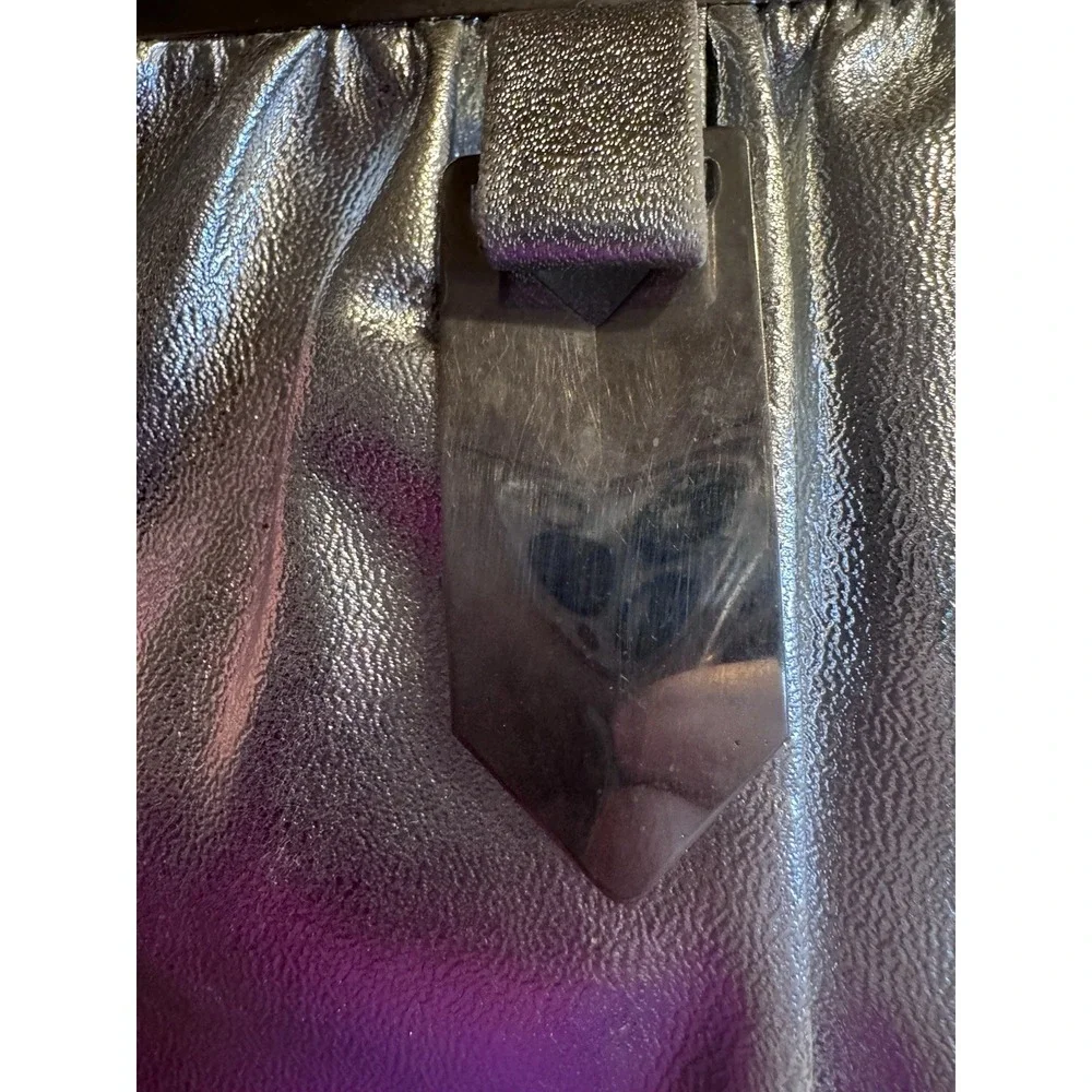 Vintage Art Deco Silver Metallic Handbag &Coin Purse Chain Strap Mirrored Clip‎